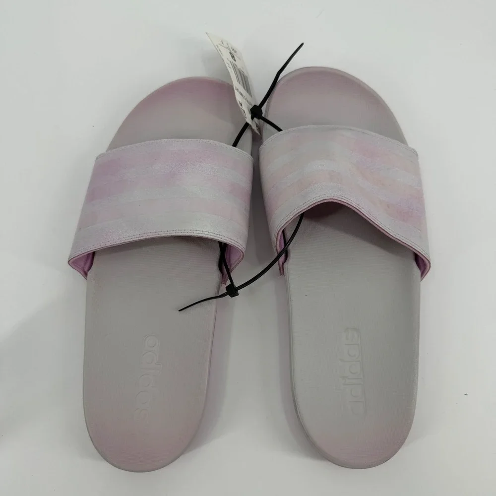 Adidas Adilette Comfort Slides Lilac White Womens 8 Athletic Sandals